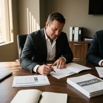 Fund manager reviewing investor education documents