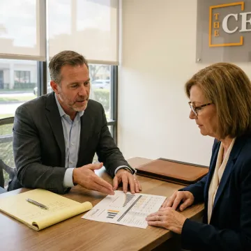 Advisor reviewing retirement income documents