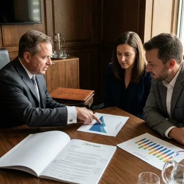 Wealth management advisor reviewing investment strategy