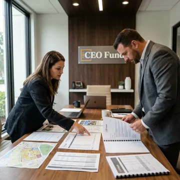 Capital asset management team reviewing investment portfolio