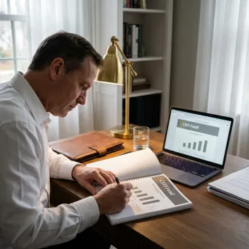 Investor reviewing commercial real estate fund documents