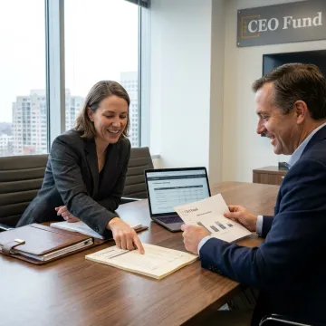 Fund managers reviewing real estate investment documents