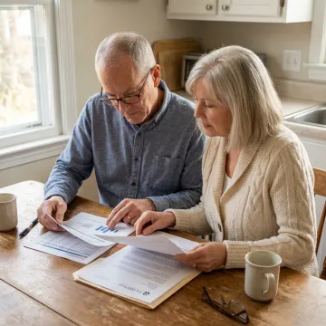Retired couple reviewing investment options