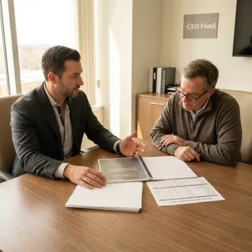 Fund manager reviewing investment planning documents