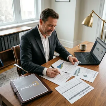 Wealth management advisor reviewing risk planning strategy