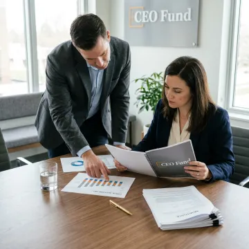Investment advisors reviewing capital strategy documents
