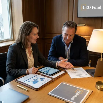 Investment professionals reviewing fund reports