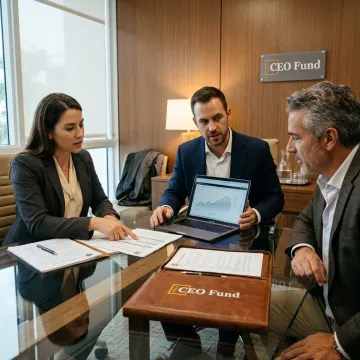Investor reviewing fund documents with financial team