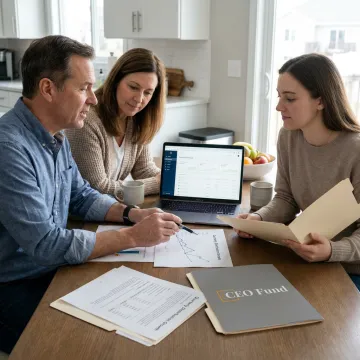 Family reviewing passive income investment options