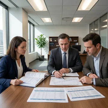 Financial advisors reviewing mortgage note investments with investors