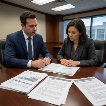 Financial advisor reviewing investment strategy with investor