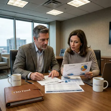 Wealth advisor reviewing investment portfolio with client