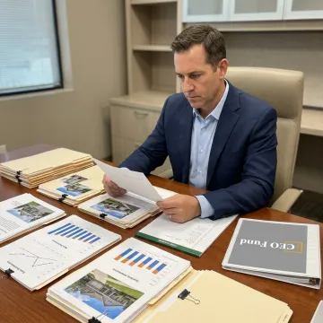 Investor reviewing alternative capital documents
