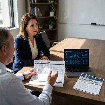 Investor reviewing fund documents with financial advisor