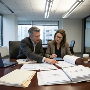 Investor reviewing fund documents with advisor