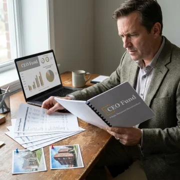 Investor reviewing real estate fund documents