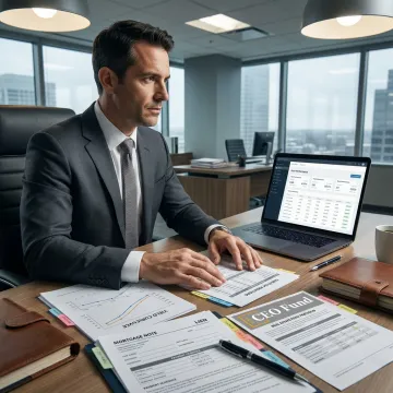 Investor reviewing growth and income fund documents