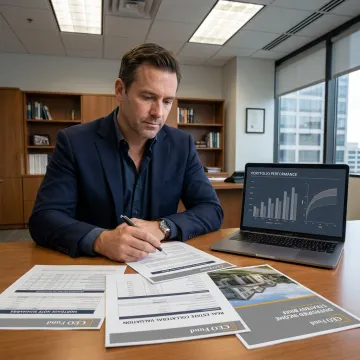 Investor reviewing real estate-backed income fund strategy