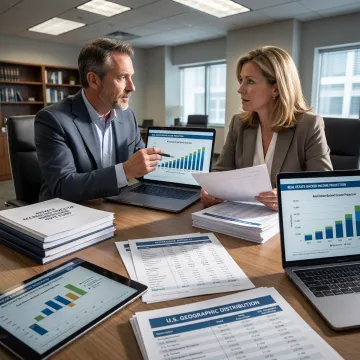 Investor reviewing fund documents with financial advisor