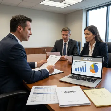 Investor reviewing fund documents with advisor
