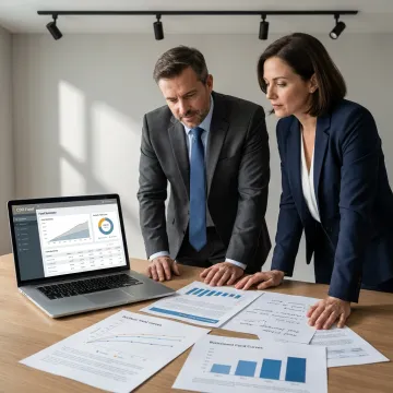 Fund manager reviewing investment documents with an investor