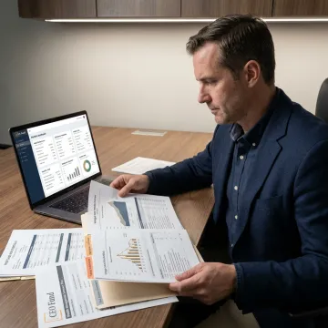 Investor reviewing mortgage note investment portfolio