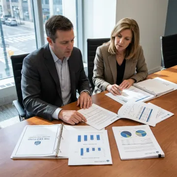 Investor reviewing fund documents with advisor