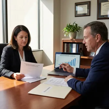 Investor reviewing fund documents with advisor