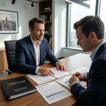 Fund manager explaining investment documents