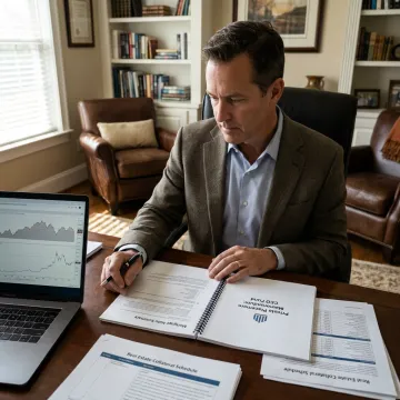 Investor reviewing private fund documents