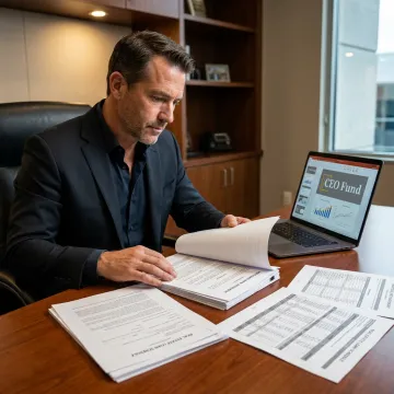 Investor reviewing real estate fund documents