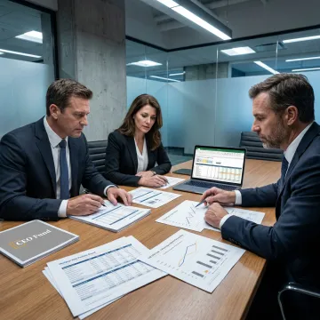 Fund manager reviewing real estate investment documents