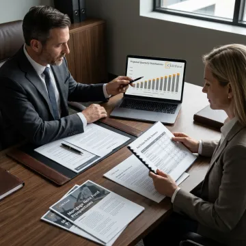 Investor reviewing fund documents with advisor