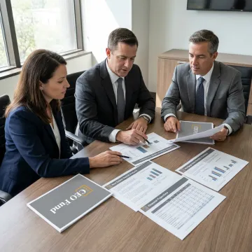 Accredited investors reviewing senior housing investment fund materials