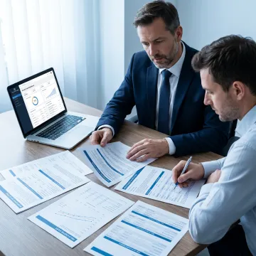 Investor reviewing fund documents with financial advisor
