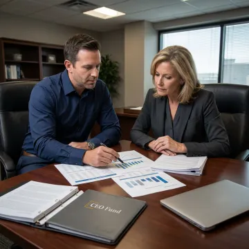 Investor reviewing fund documents with advisor