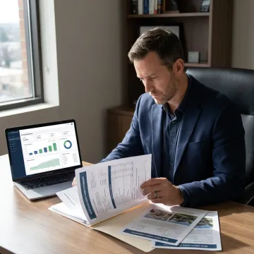 Investor reviewing real estate fund documents