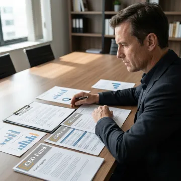 Investor reviewing real estate fund documents