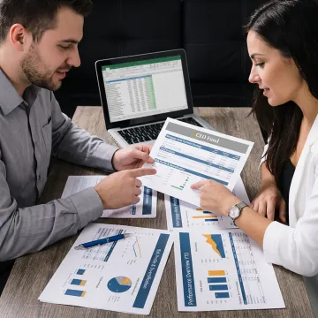 Investment advisory meeting with financial documents