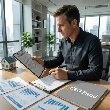 Fund manager reviewing capital investment documents
