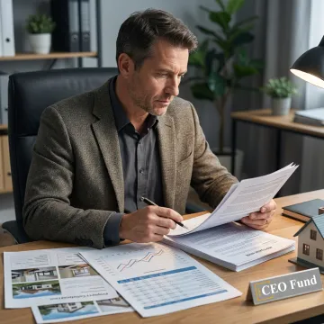 Real estate investor reviewing mortgage fund documents