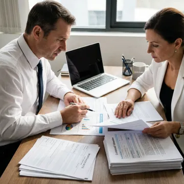 Fund manager reviewing real estate investment documents
