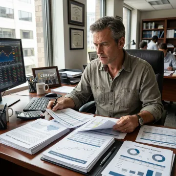 Fund manager reviewing real estate-backed investment strategy