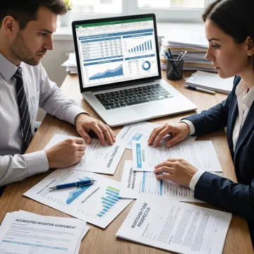 Investor reviewing income investment documents