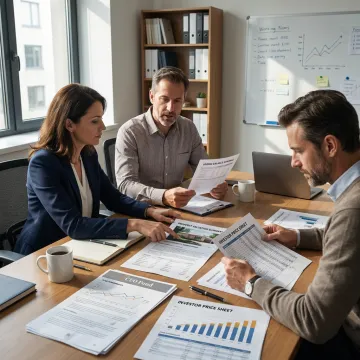 Real estate investment documents and financial charts