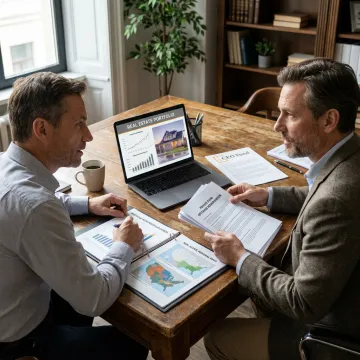 Private fund adviser reviewing investment documents