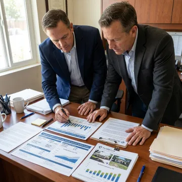 Investor reviewing wealth building and income strategy documents