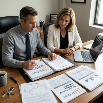 Investor reviewing wealth management strategy with fund manager