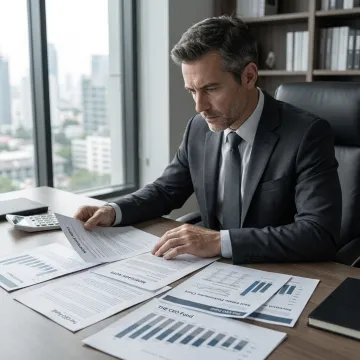 Fund manager reviewing real estate-backed investment documents