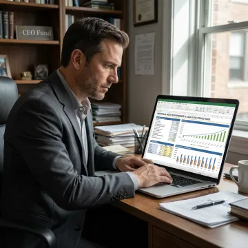 Fund manager reviewing real estate financial model